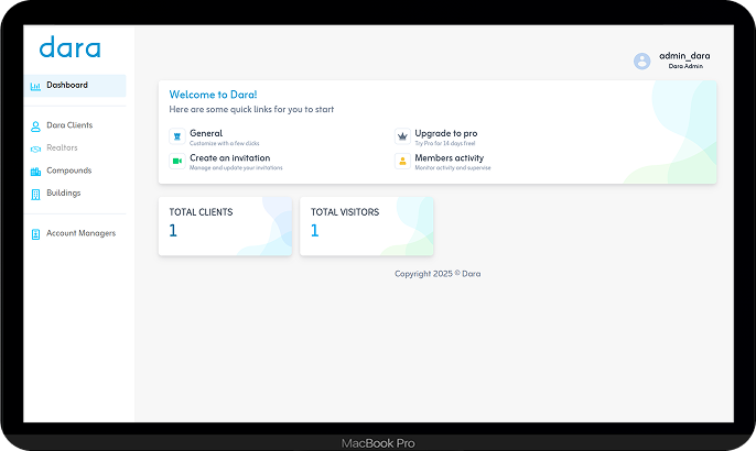 Main dashboard screen